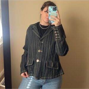 Venezia Dark Denim Pinstripe Blazer